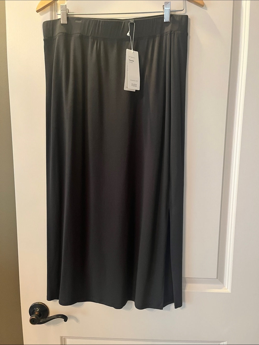 Eileen Fisher Viscose Jersey A-Line Skirt-dark gray